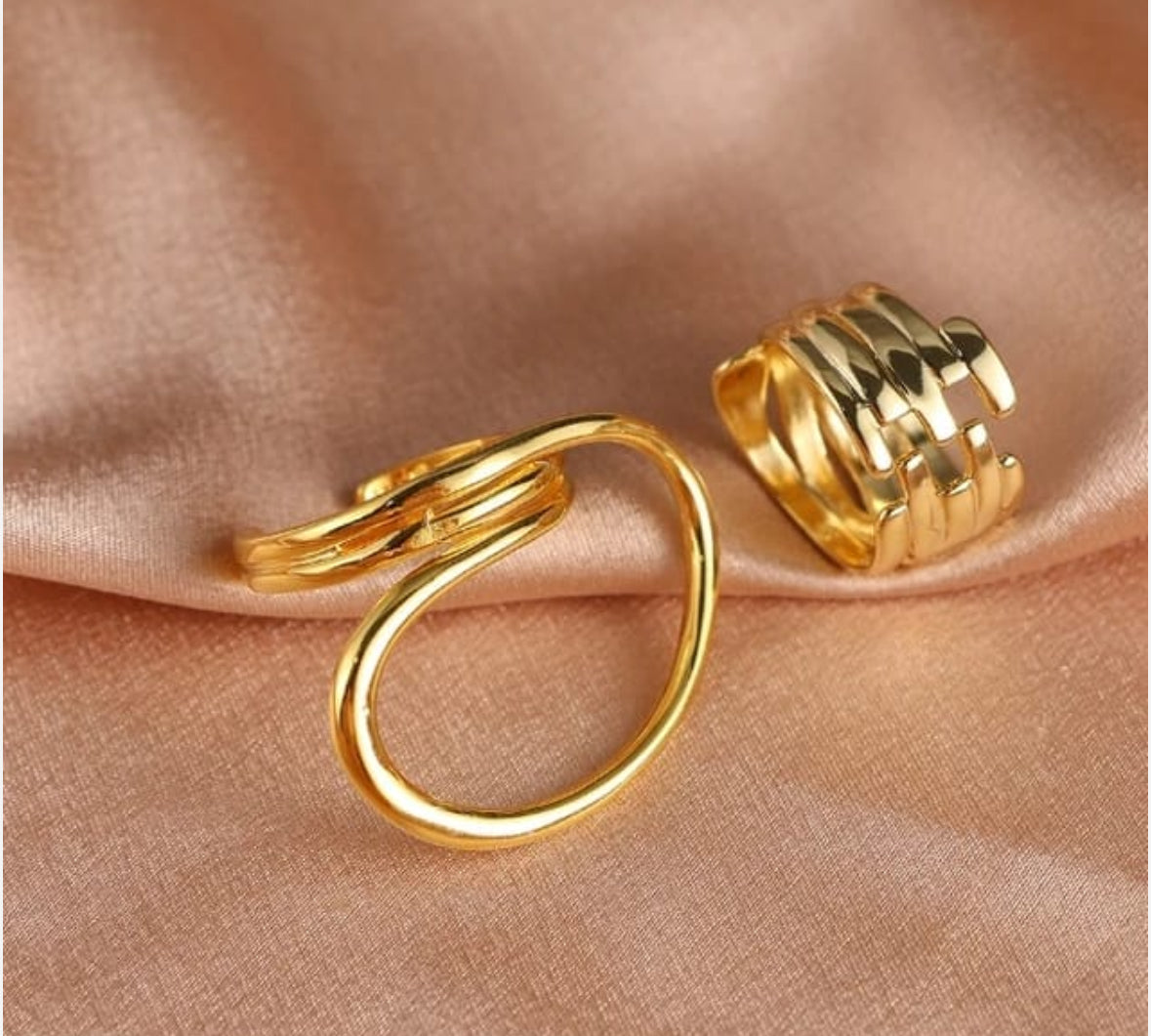 Modern Gold Statement Ring Set