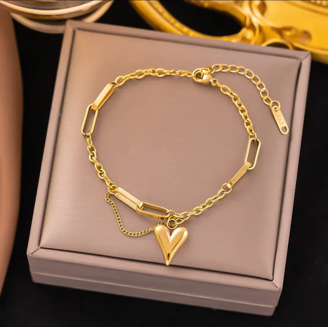 Heart Pendant Bracelet And Anklet