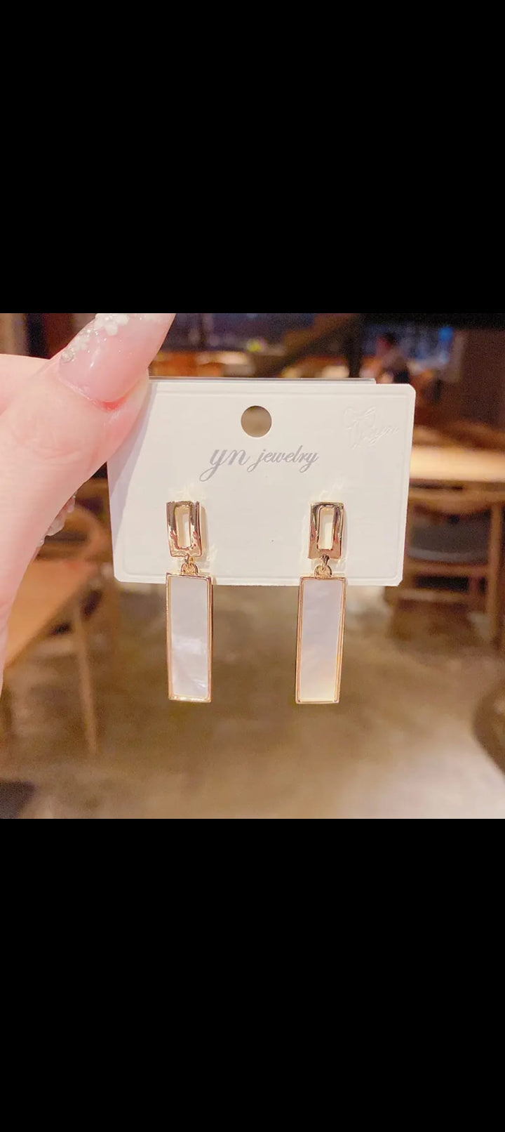Elegant White Rectangle Drop Earrings