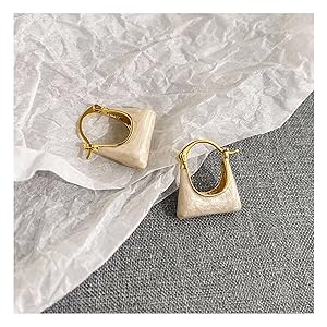 Chunky Clear Retro U Shaped Hoop Minimalist Square Resin Huggie Earrings for Women
