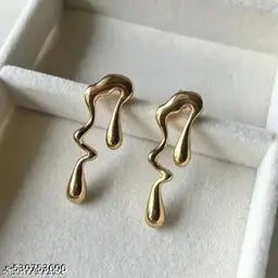 Stylish Golden Coloured Melting Design Earrings