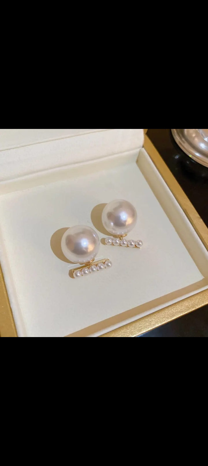 Elegant Stick Bar White Pearl Drop Earrings – Minimalist Chic