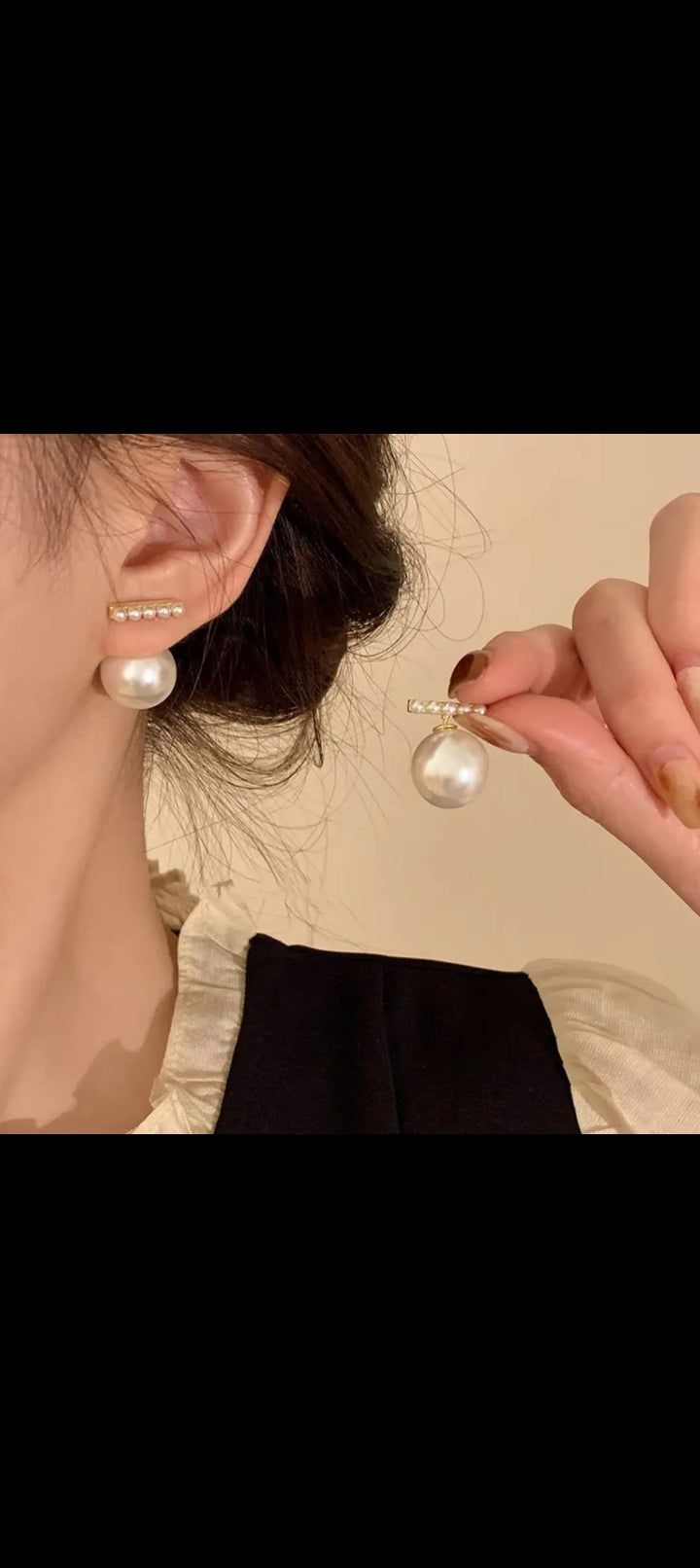 Elegant Stick Bar White Pearl Drop Earrings – Minimalist Chic