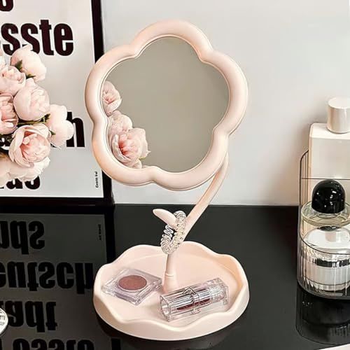 Elegant Flower-Shaped Vanity Mirror with Storage Tray