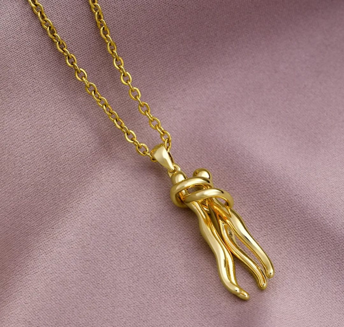 Golden Embrace Hug Pendant Necklace