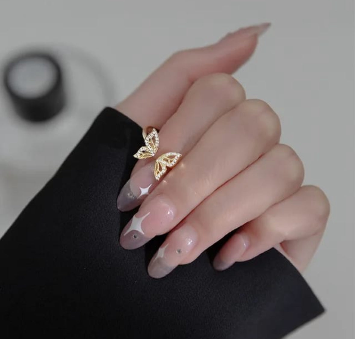 Sparkling Butterfly Wing Adjustable Ring