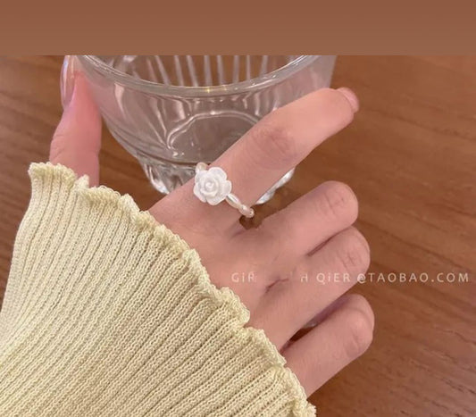Delicate Pearl Beaded Rose Ring