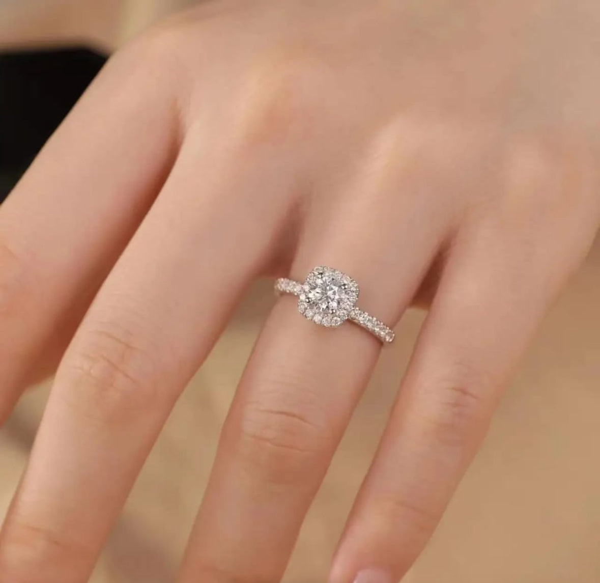 Classic Cushion Halo Diamond  Ring