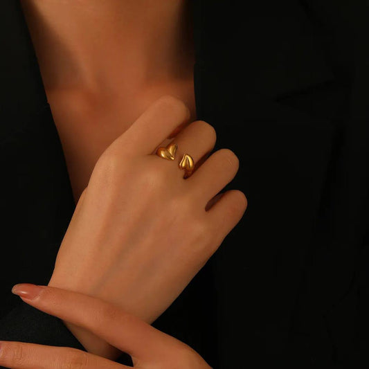 Golden Open Heart Wrap Ring