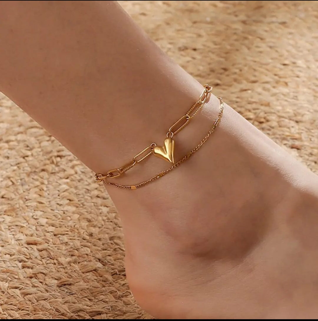 Heart Pendant Bracelet And Anklet