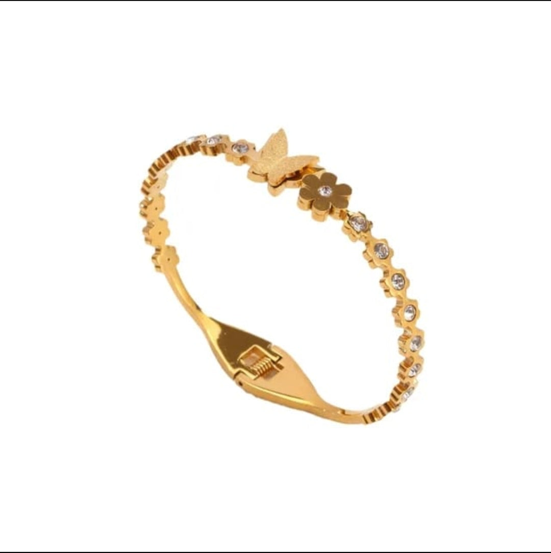 Gold plated butterfly flower bracelet
