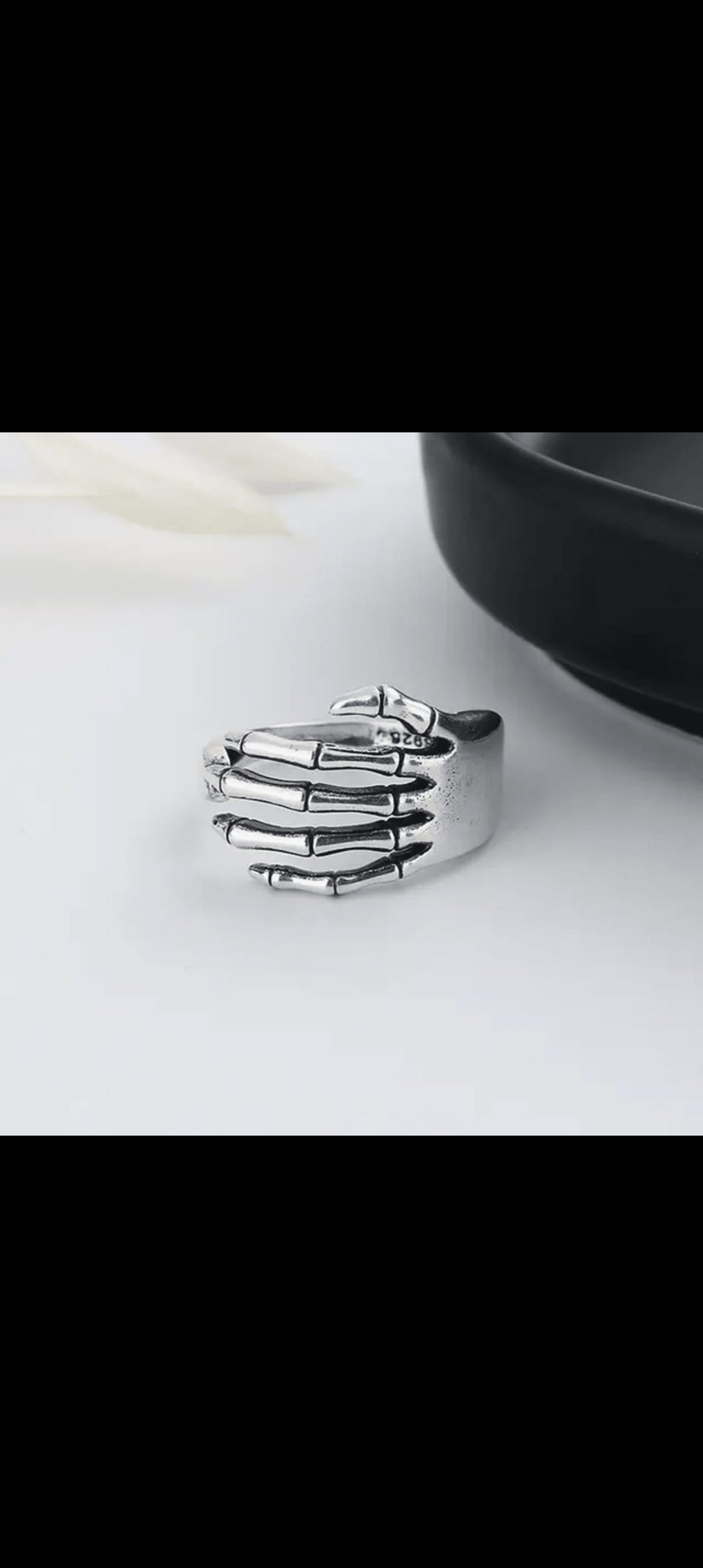 Skeleton Hand Silver Ring Adjustable