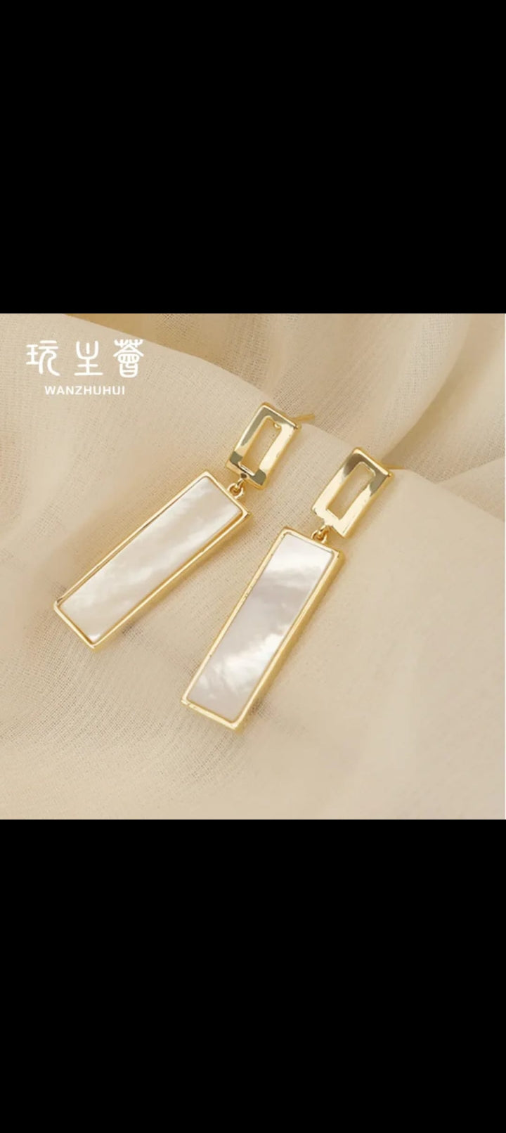 Elegant White Rectangle Drop Earrings