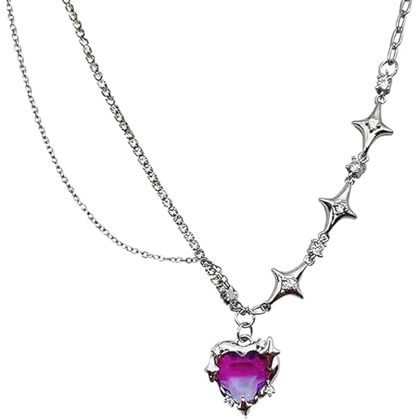 Crystal Heart Pendant With Clavicle Chain Necklace For Women And Girls