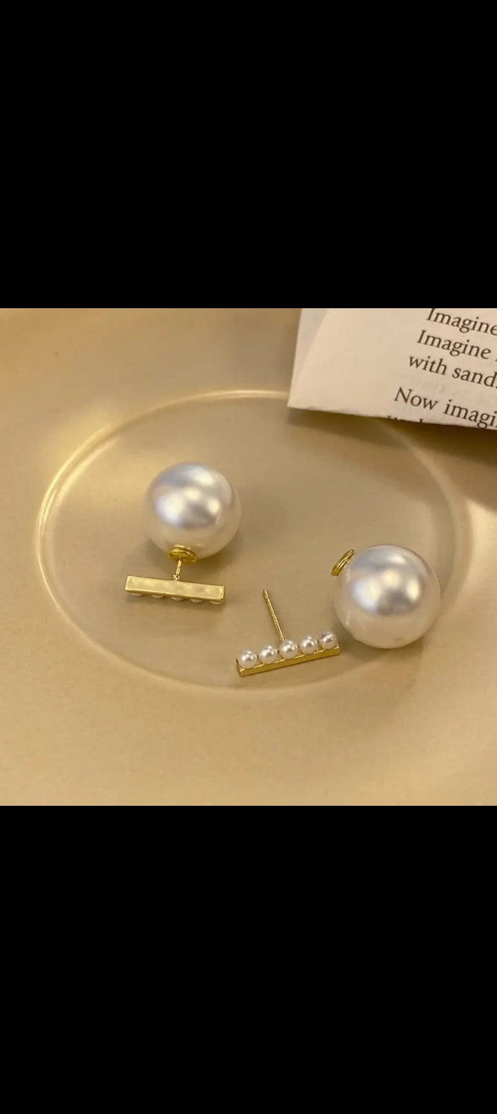Elegant Stick Bar White Pearl Drop Earrings – Minimalist Chic